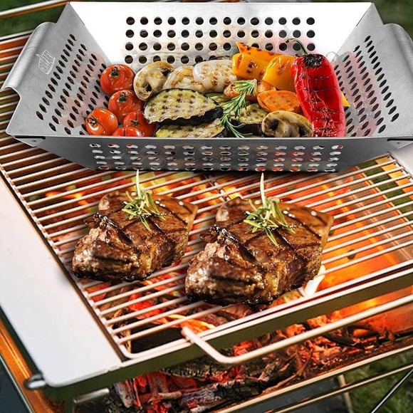 NEW! Grill Basket Heavy Duty Stainless Steel - Picture 2 of 4